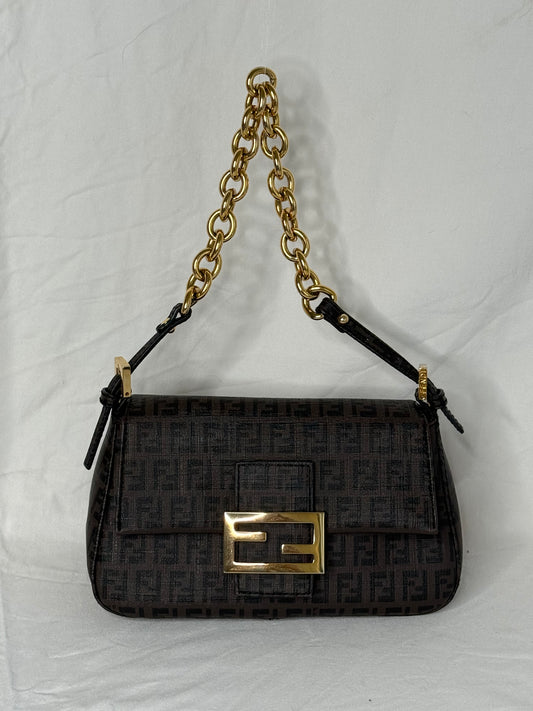 Fendi mini mamma baguette spalmati brown