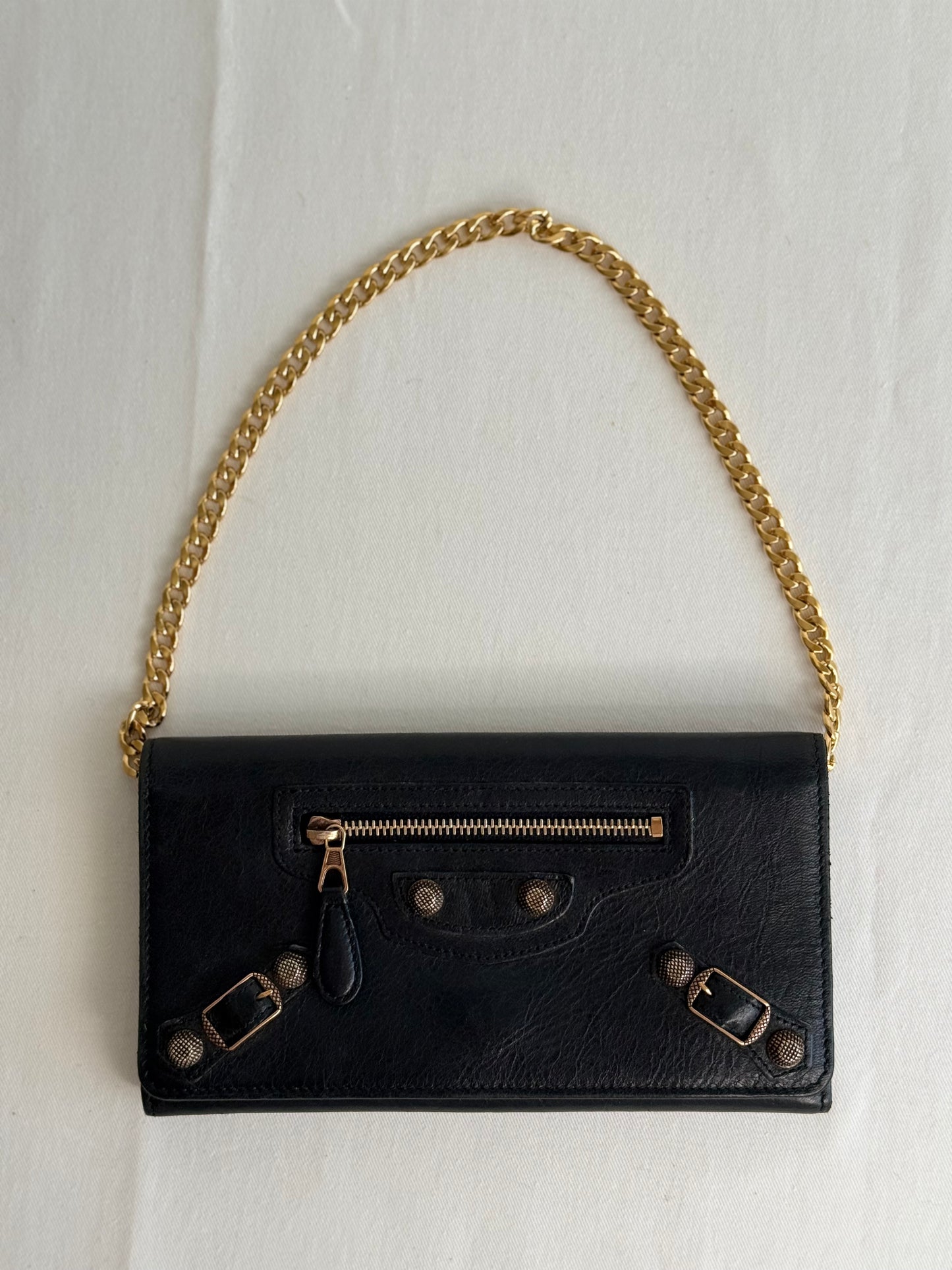 Balenciaga pochette portafoglio nero rose gold