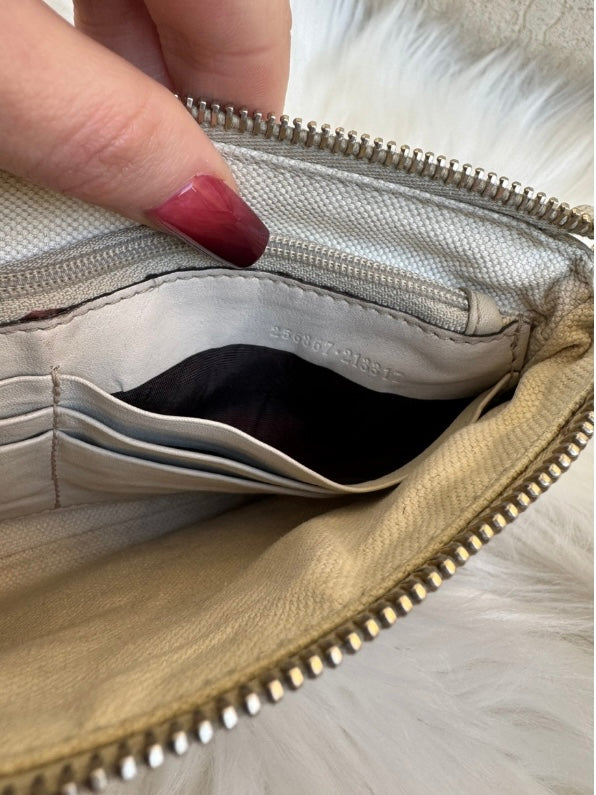 Gucci monogram cream leather clutch bag