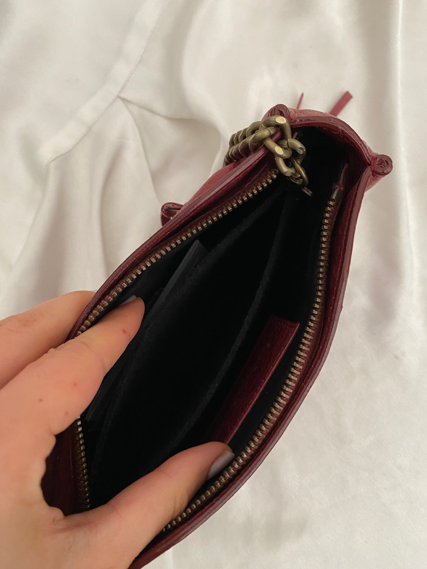 Balenciaga motocross burgundy clutch bag