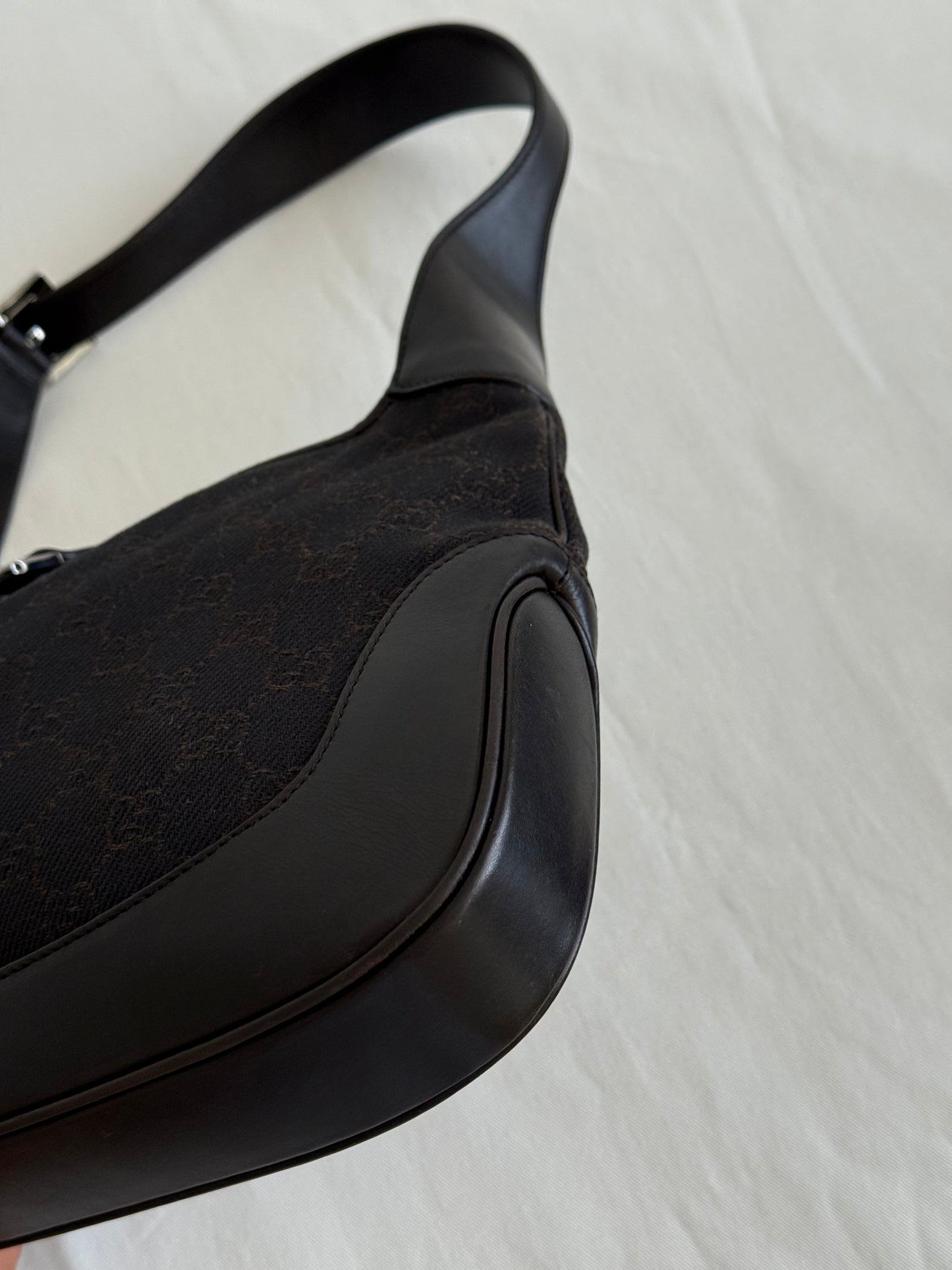 Gucci Jackie monogram denim chocolate brown