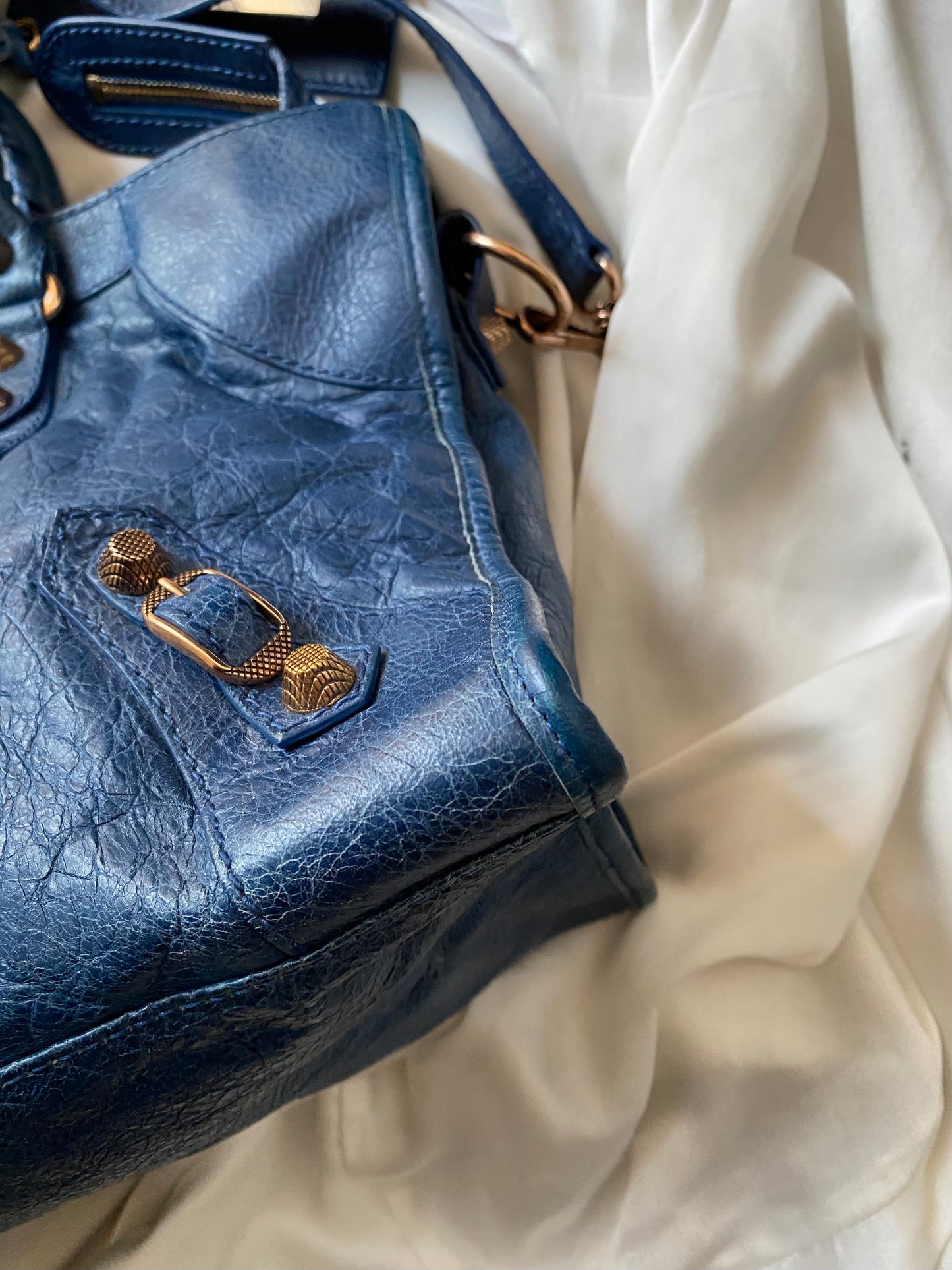 Balenciaga city bleu cobalt s/s 2012 giant hw rose gold