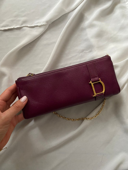 Dior burgundy clutch bag
