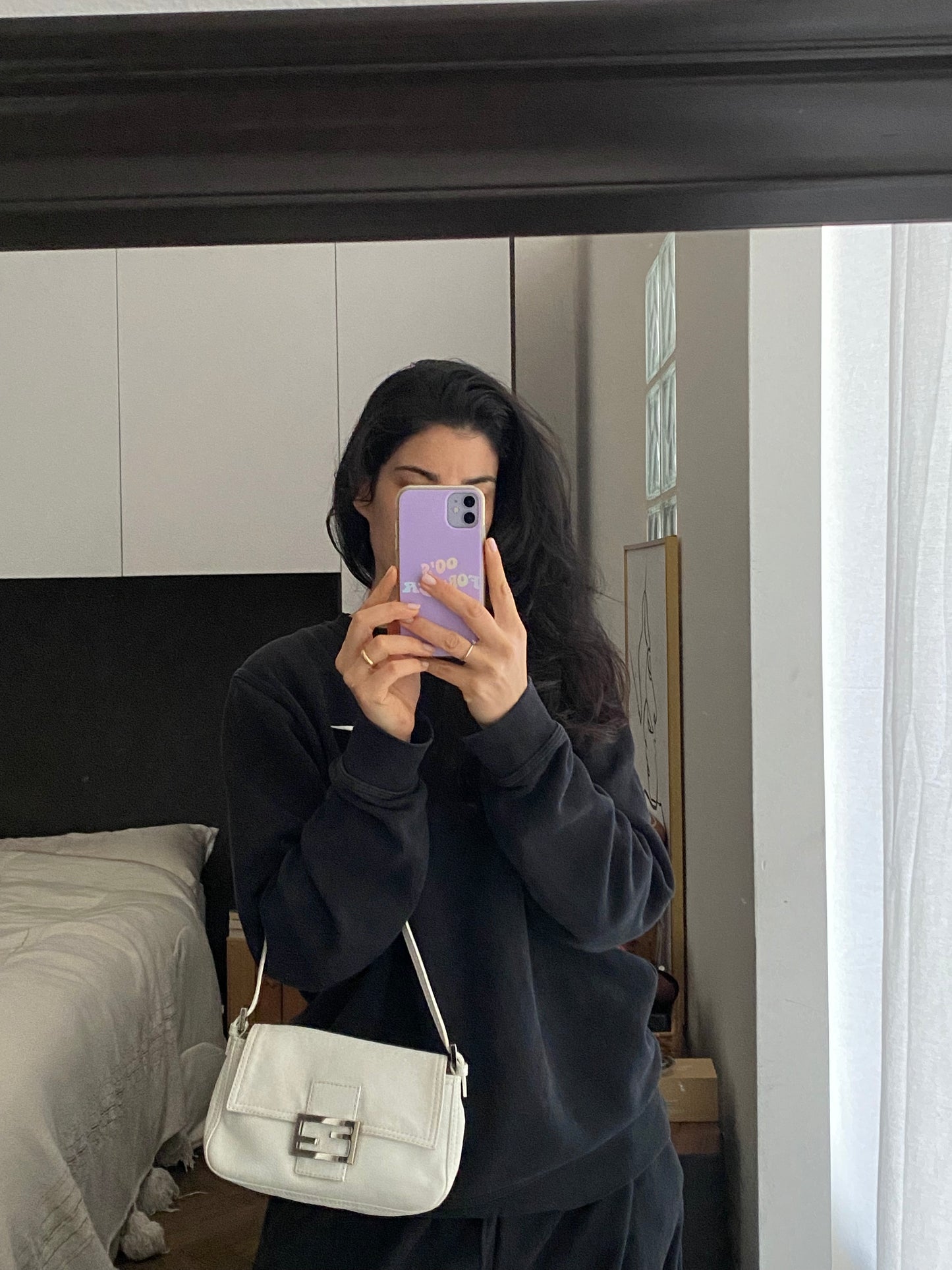 Fendi mini mom white leather
