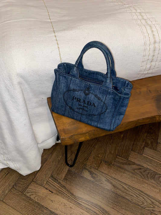Prada denim tote