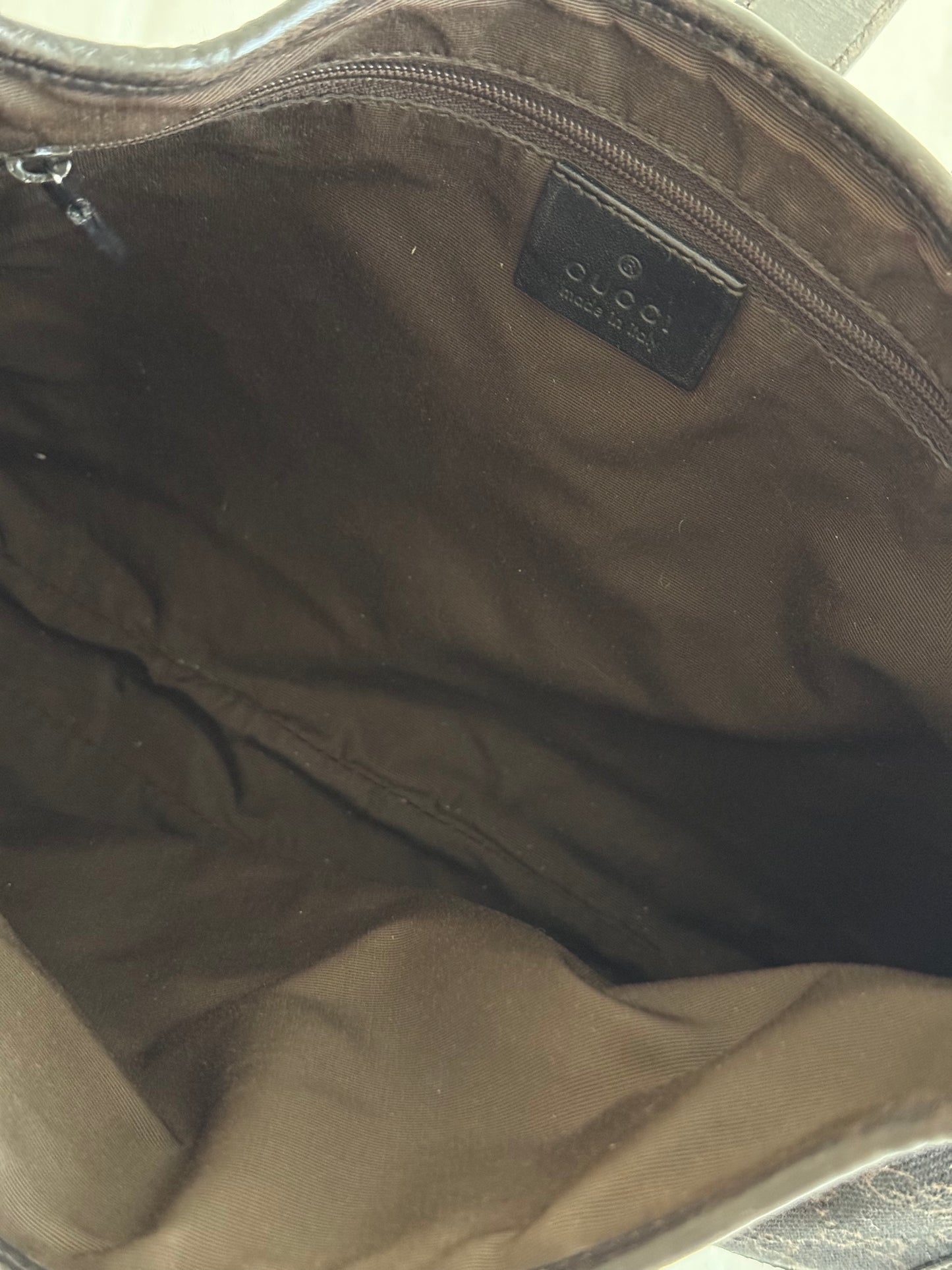 Gucci Jackie monogram denim chocolate brown