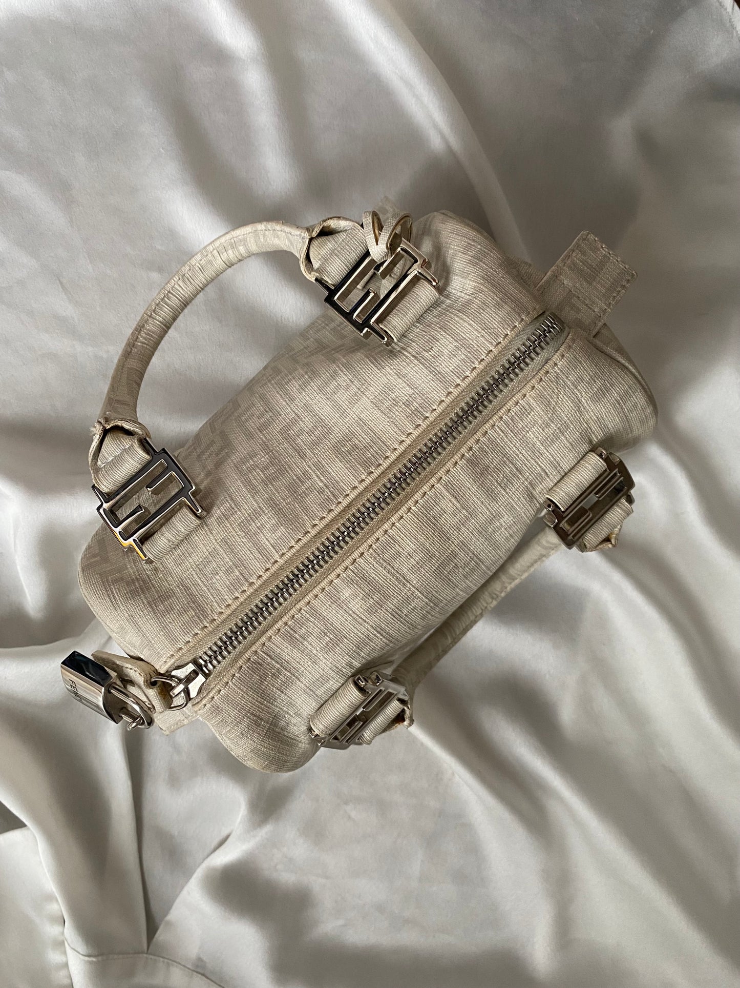 Fendi mini monogram zucchini bag in white and grey