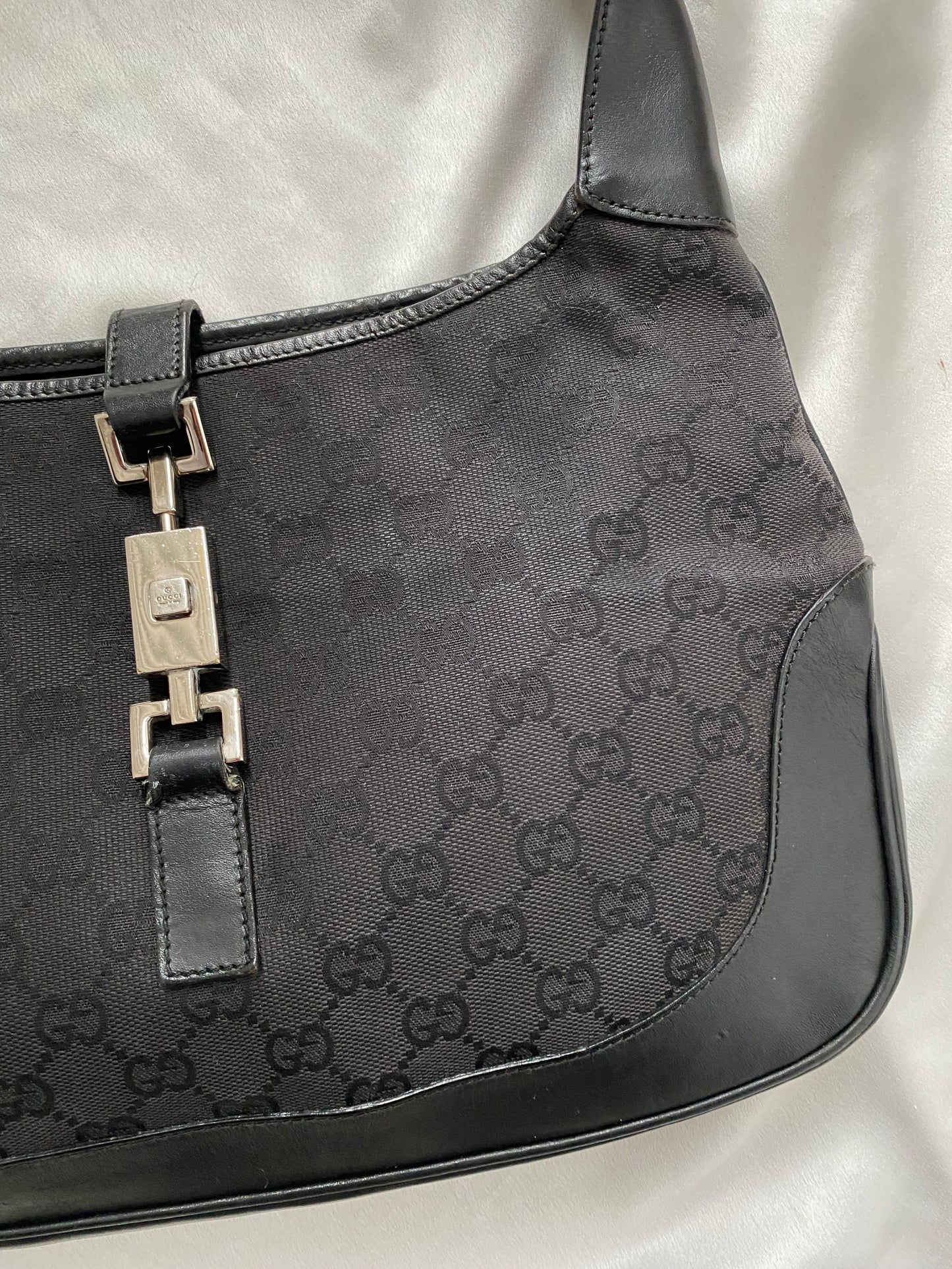 Gucci Jackie monogram black silver hardware era Tom Ford