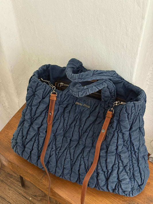 Miu Miu denim shopping tote