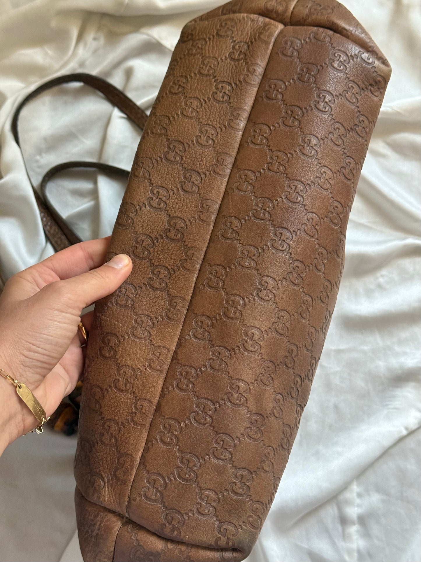 Gucci tassel tote bamboo brown