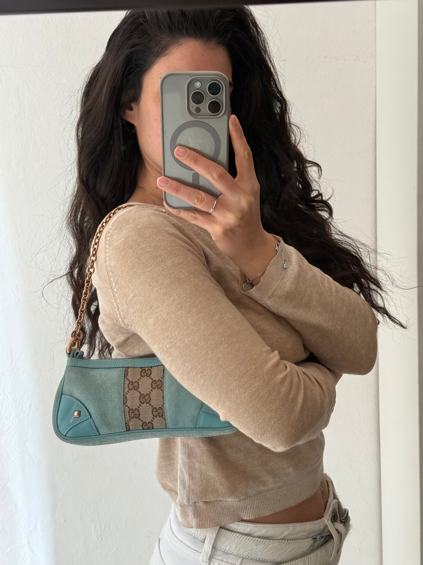 Gucci nailhead pochette azzurro