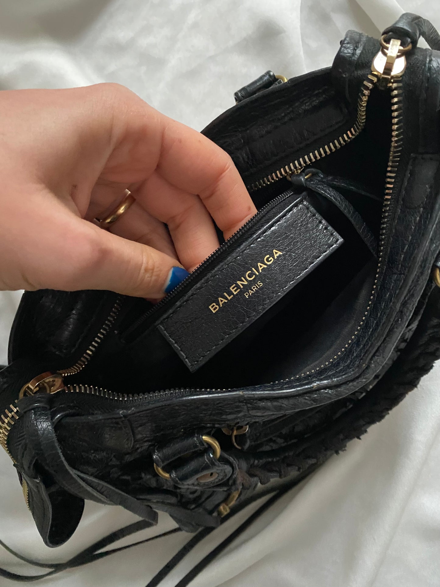 Balenciaga mini city stadium laser cut cross