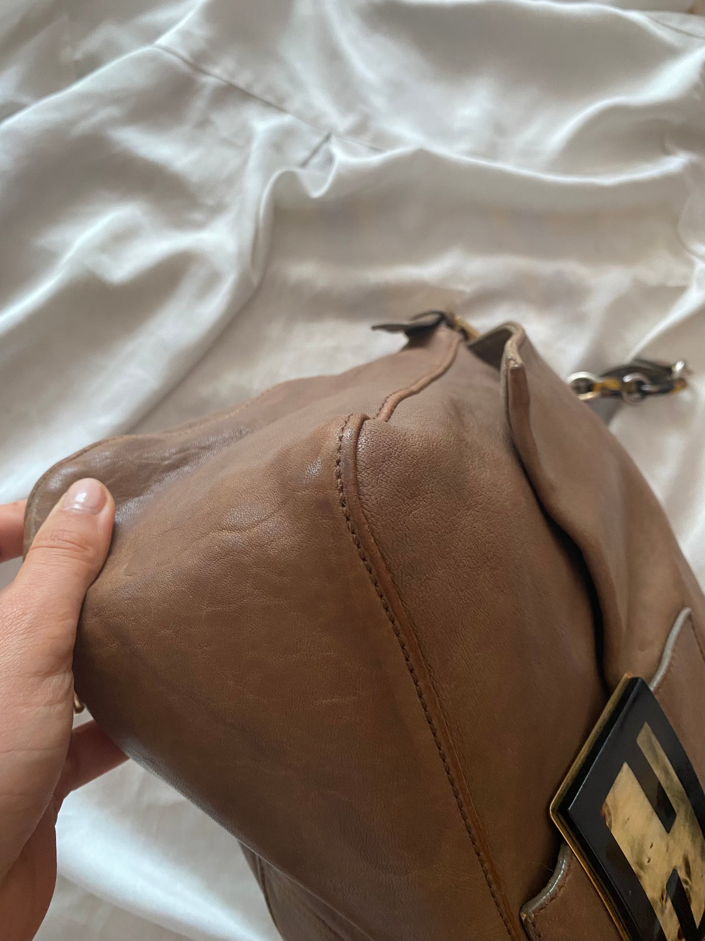 Fendi Mamma Baguette in Brown Marble Leather