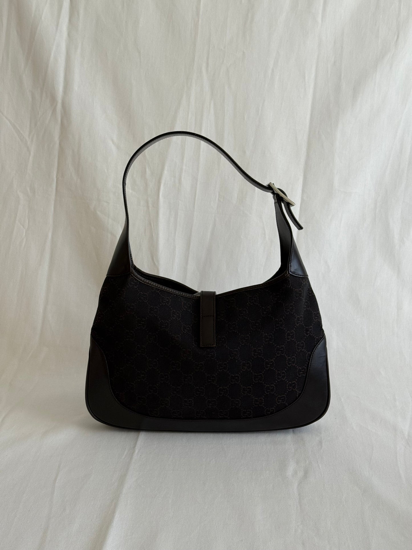 Gucci Jackie monogram denim chocolate brown