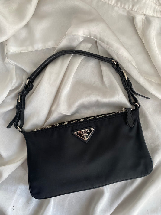 Prada black nylon clutch