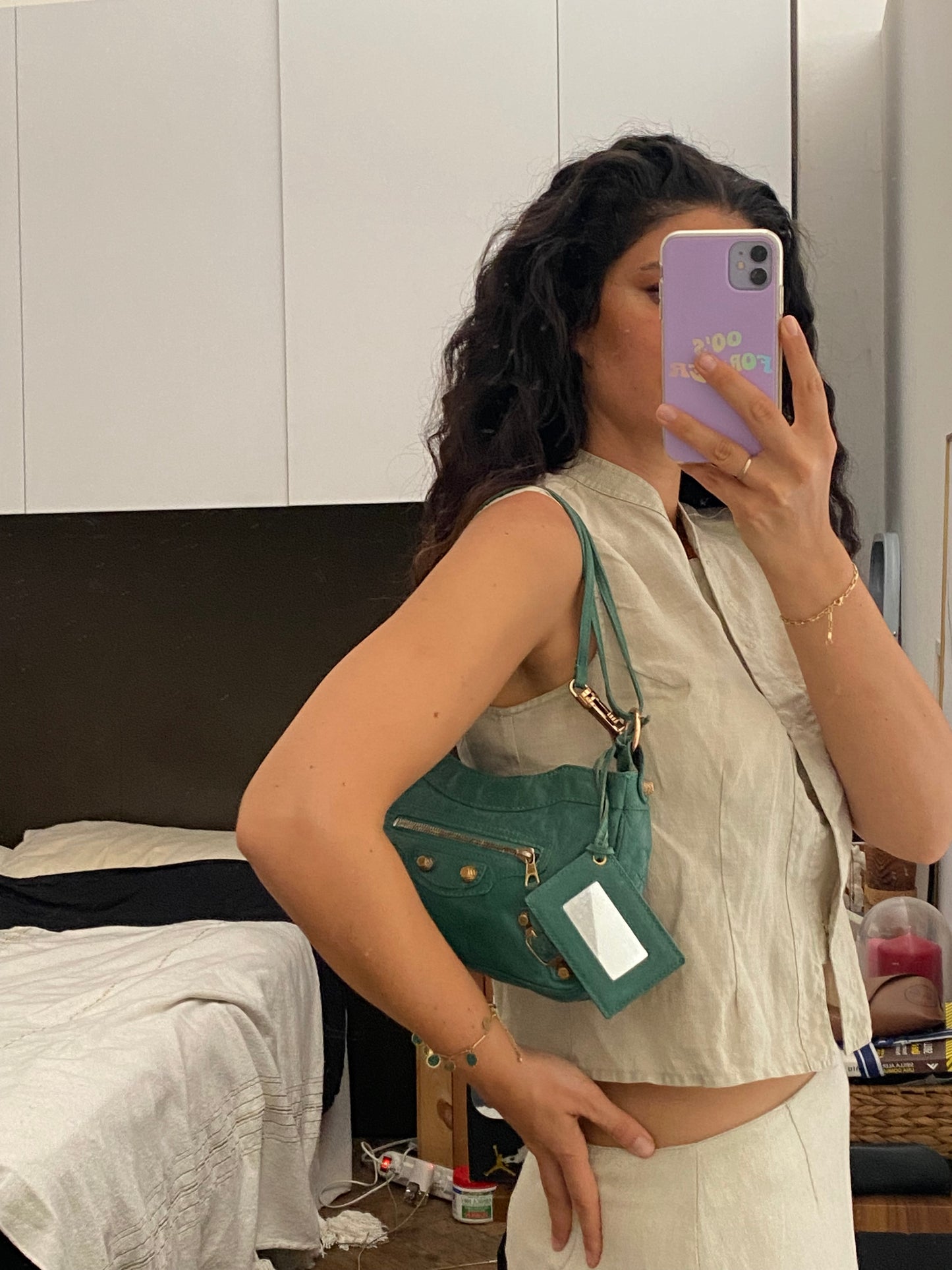 Balenciaga motocross 12 giant hip bag jade green