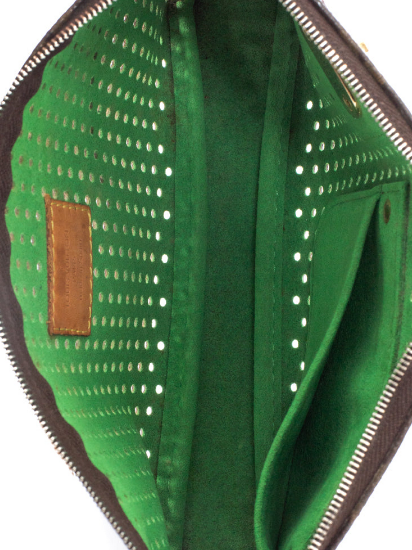 Louis Vuitton clutch accessoire perforated green