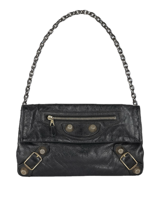 Balenciaga black city clutch bag
