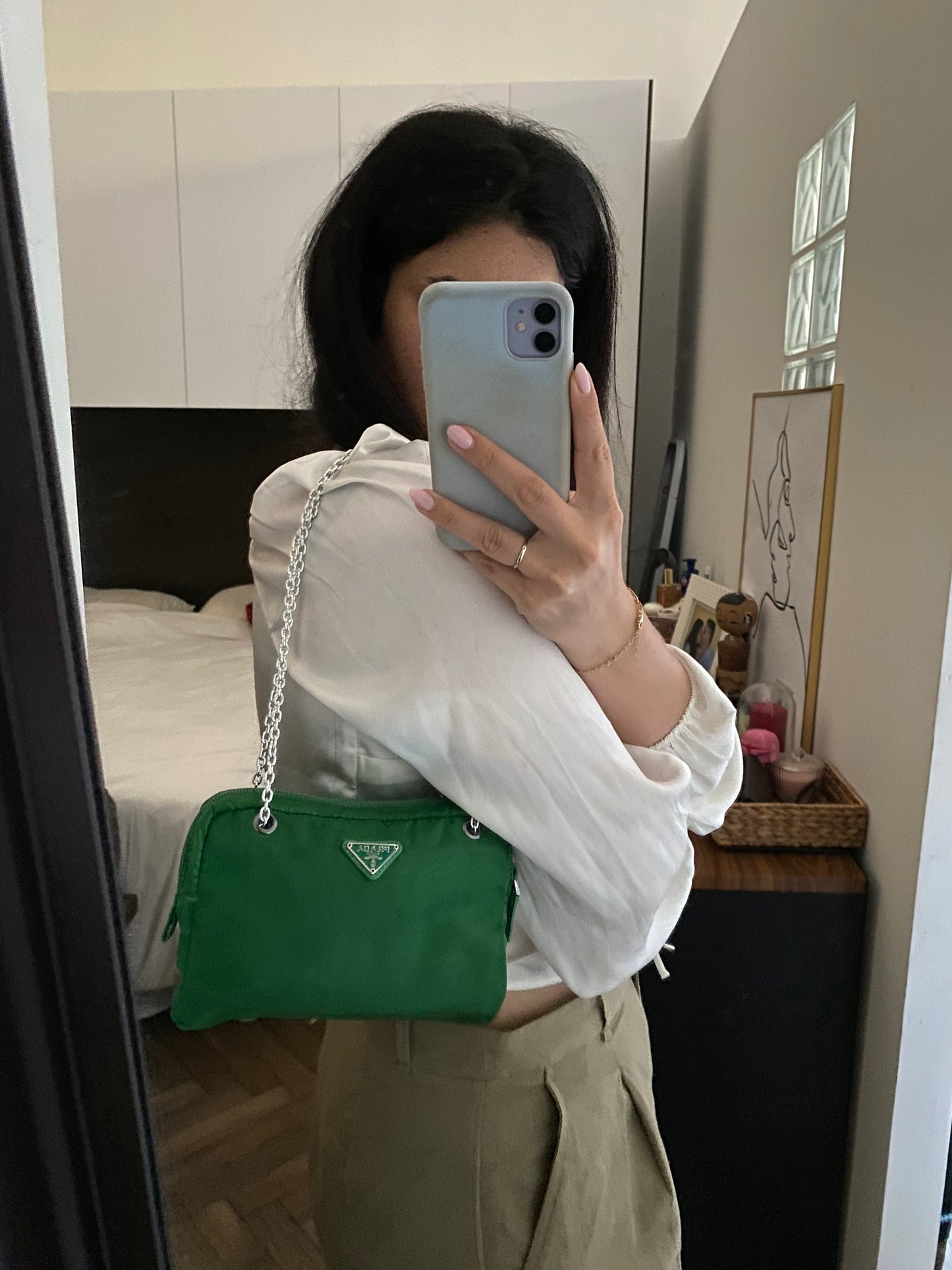 Prada green clutch