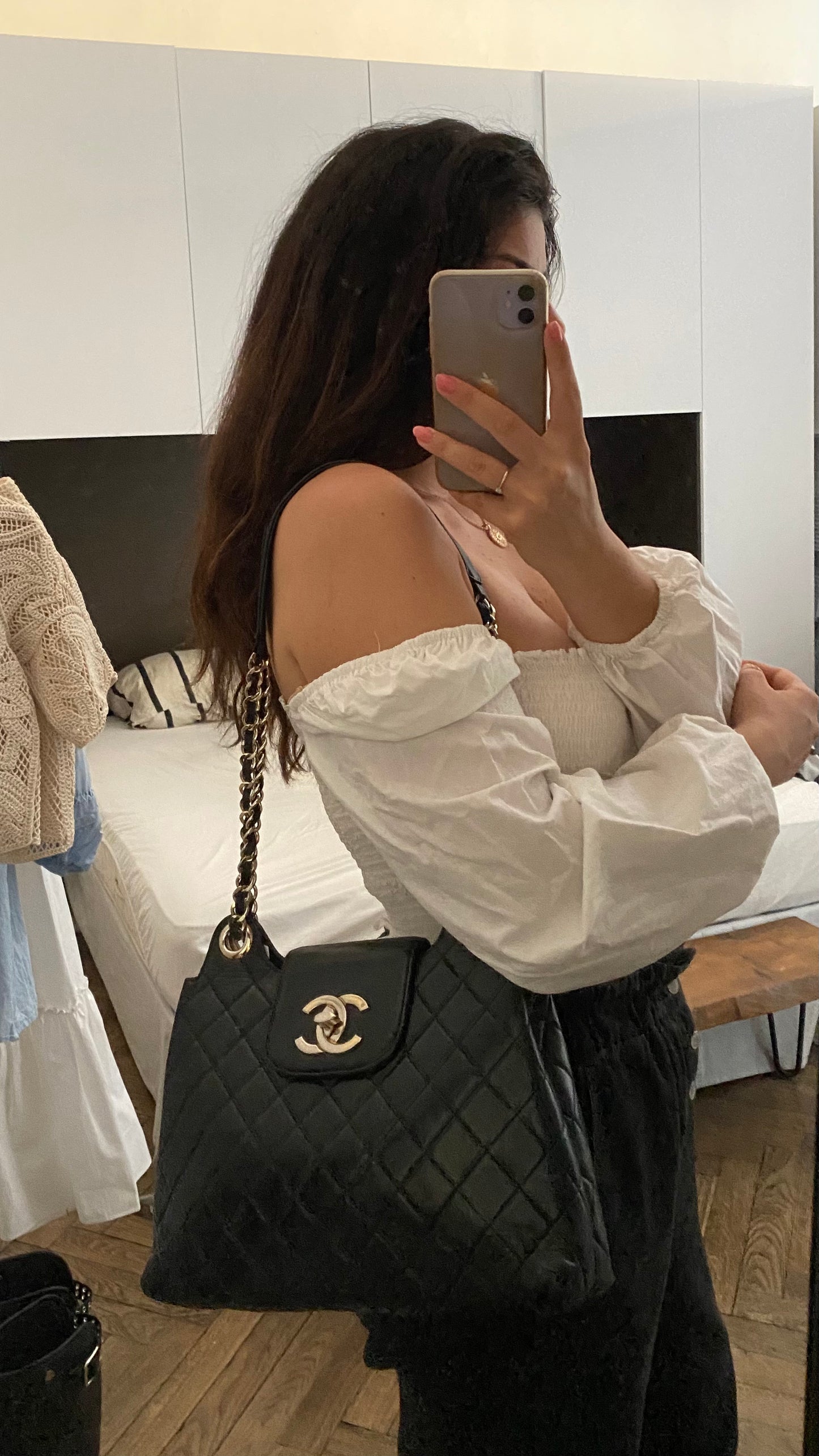 Chanel Black Maxi Logo Bag