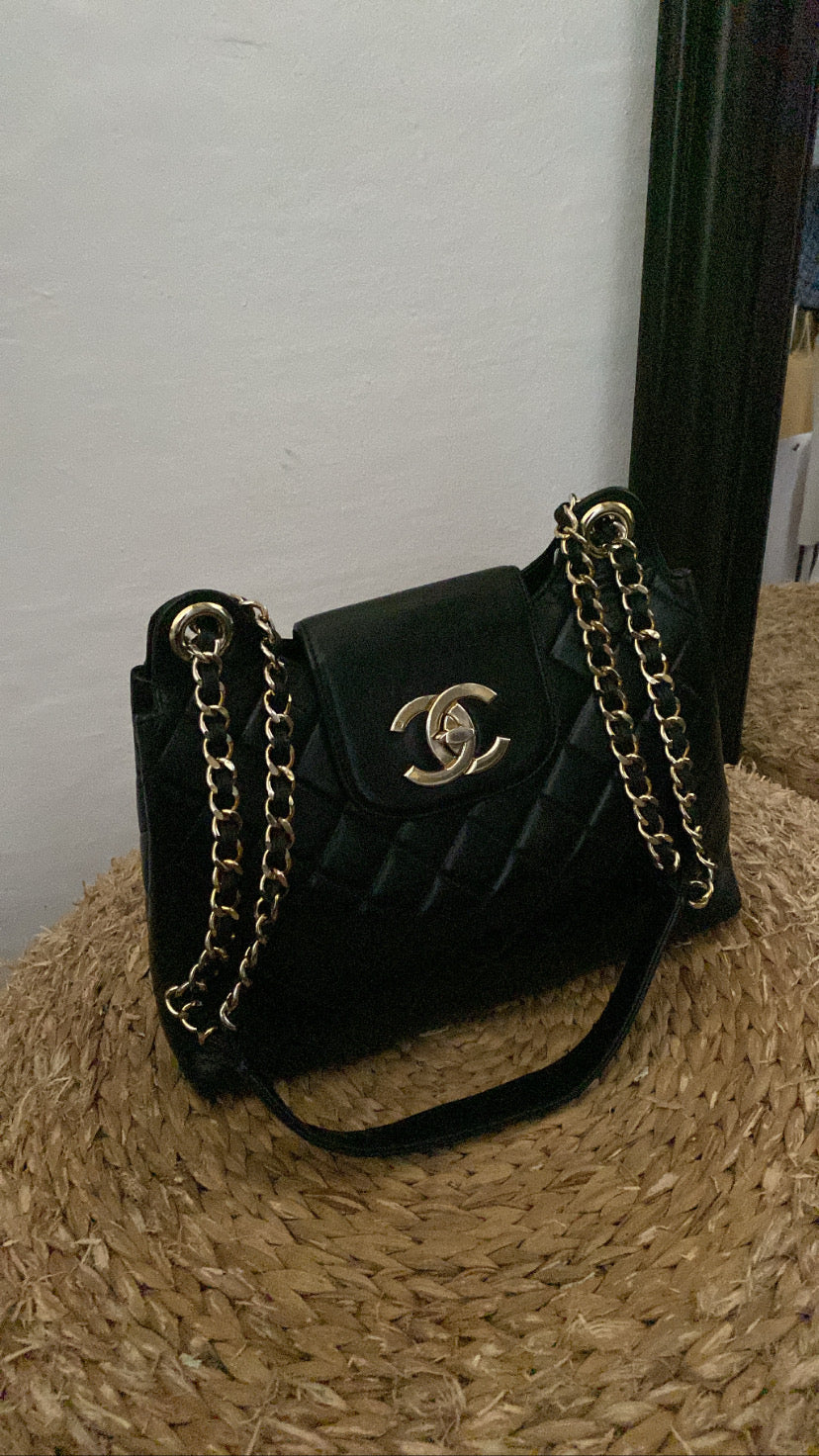 Chanel Black Maxi Logo Bag