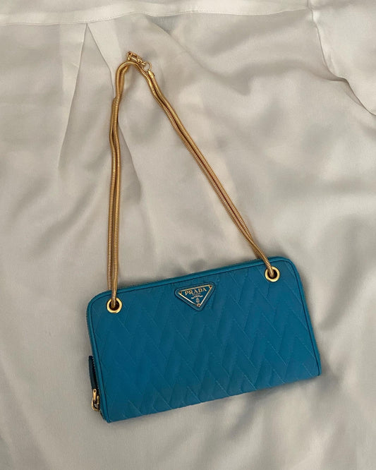 Prada Reluxe Turquoise Clutch