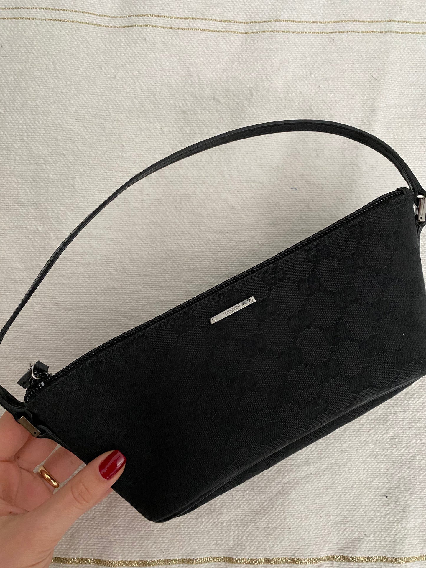 Gucci black monogram boat