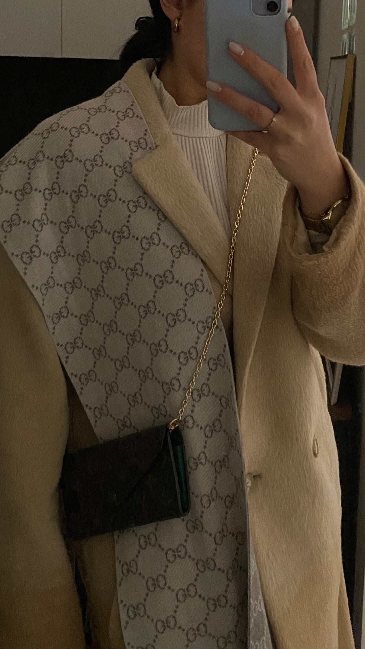 Louis Vuitton classic monogram clutch bag inside green