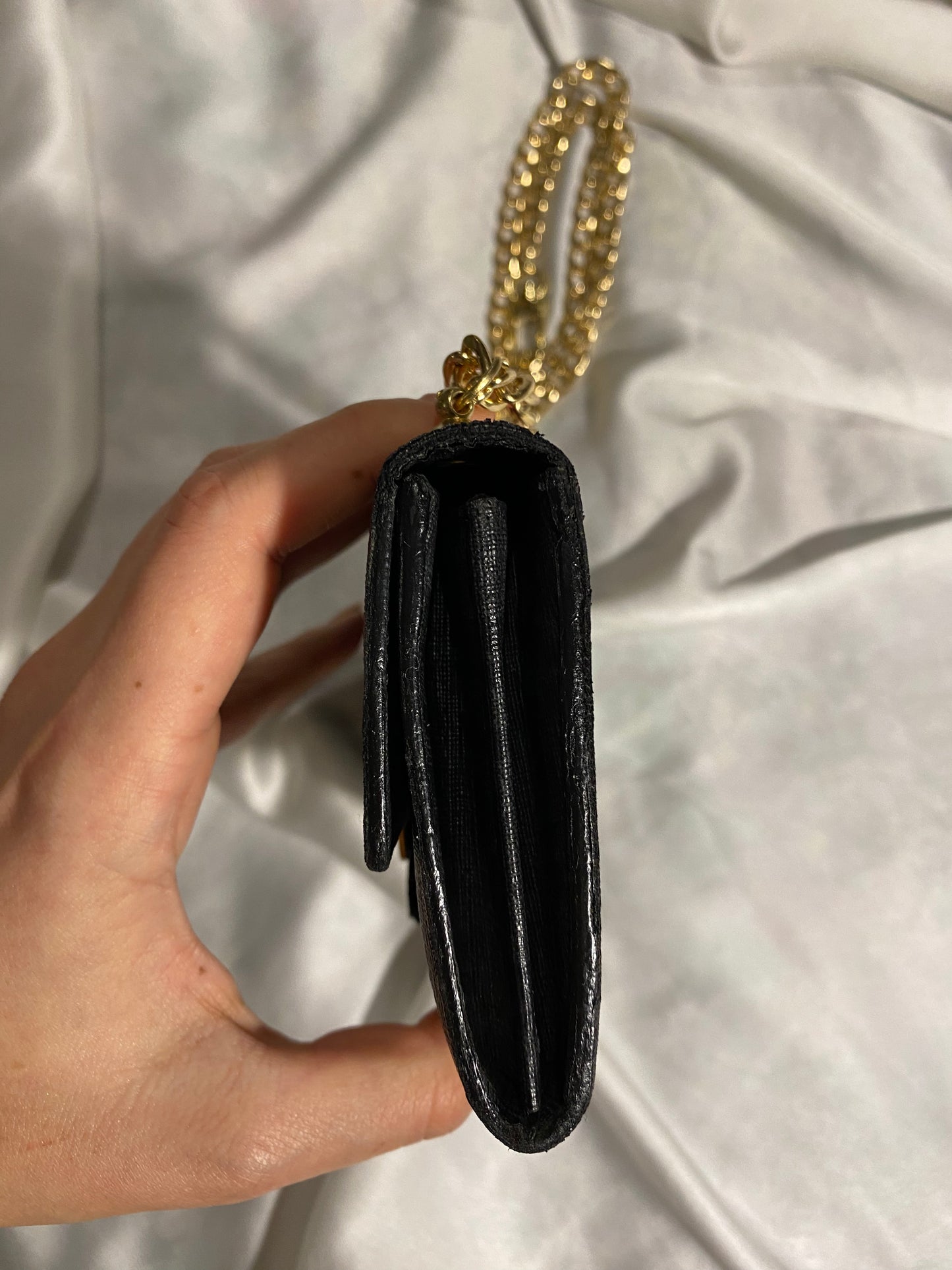 Fendi black monogram maxi logo clutch bag