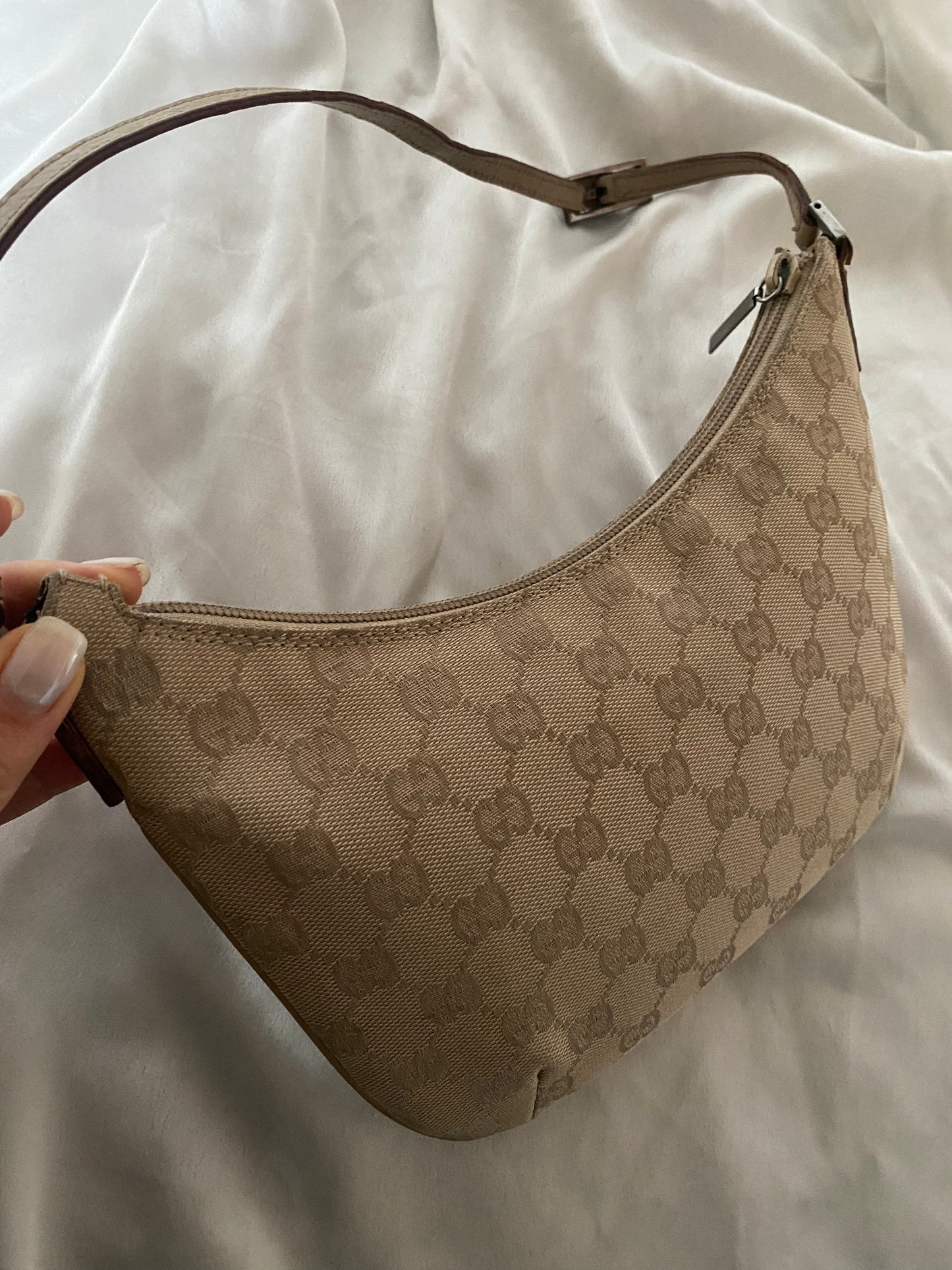 Gucci half moon monogram hobo beige