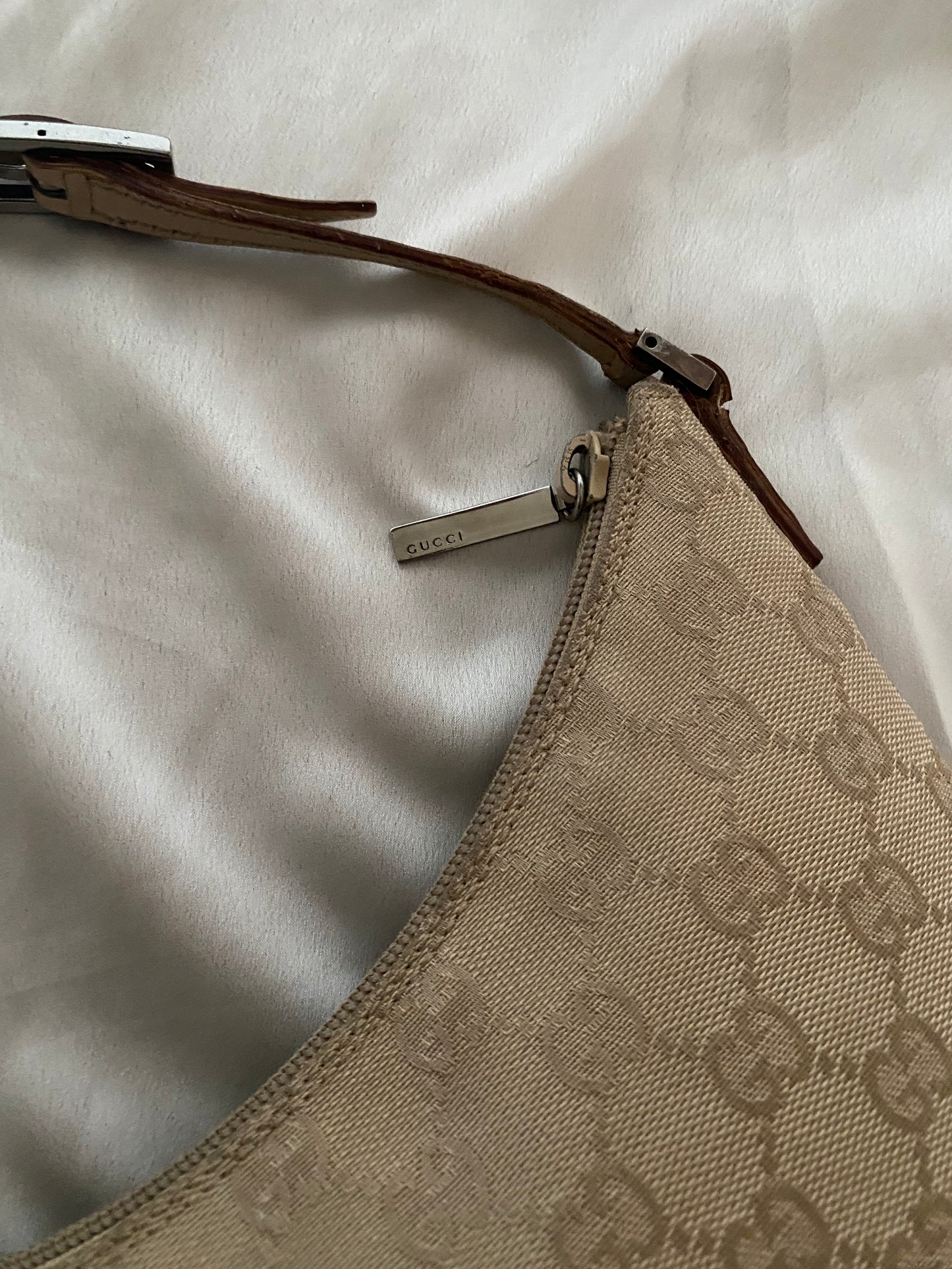 Gucci half moon monogram hobo beige