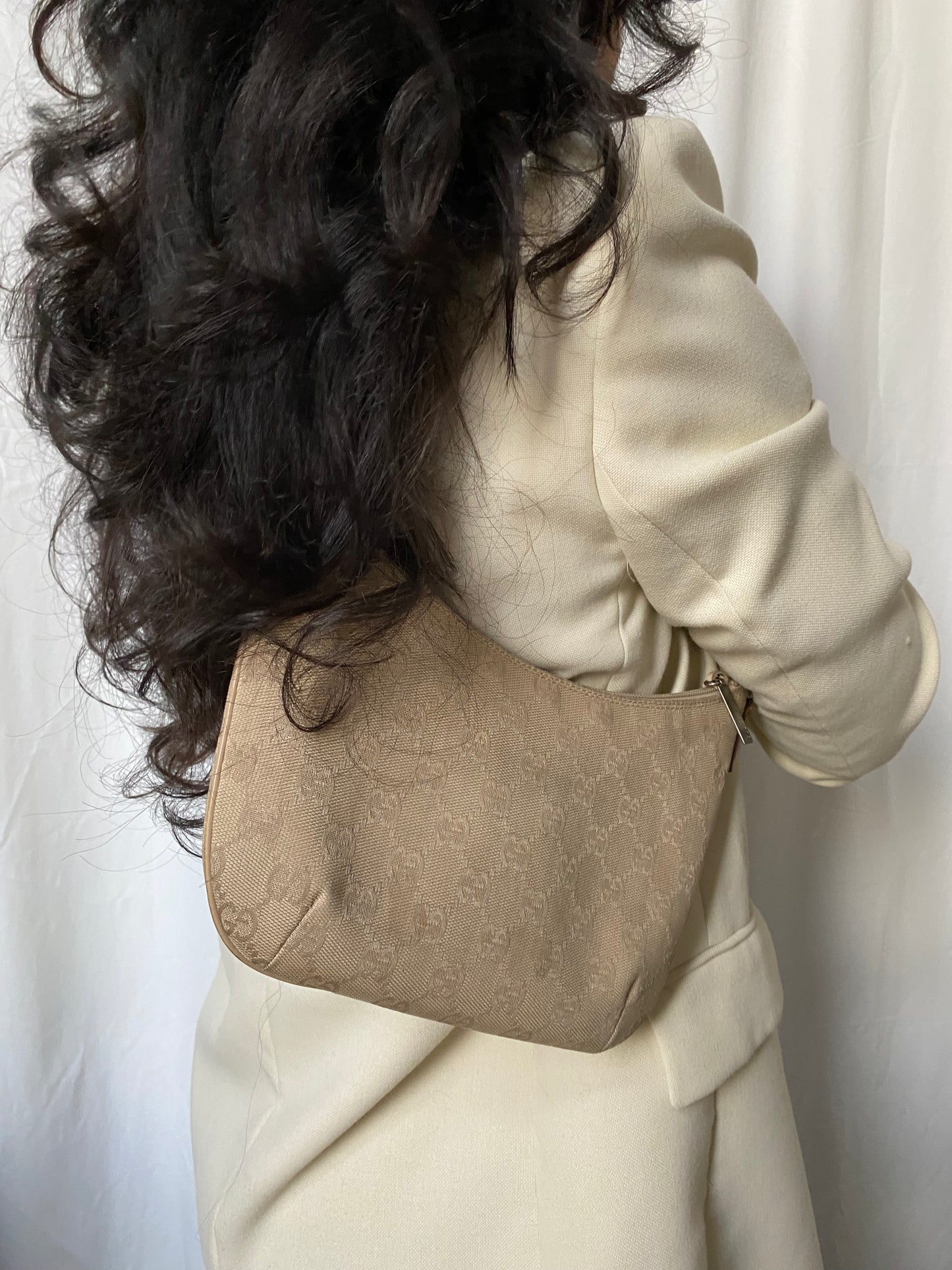 Gucci half moon monogram hobo beige