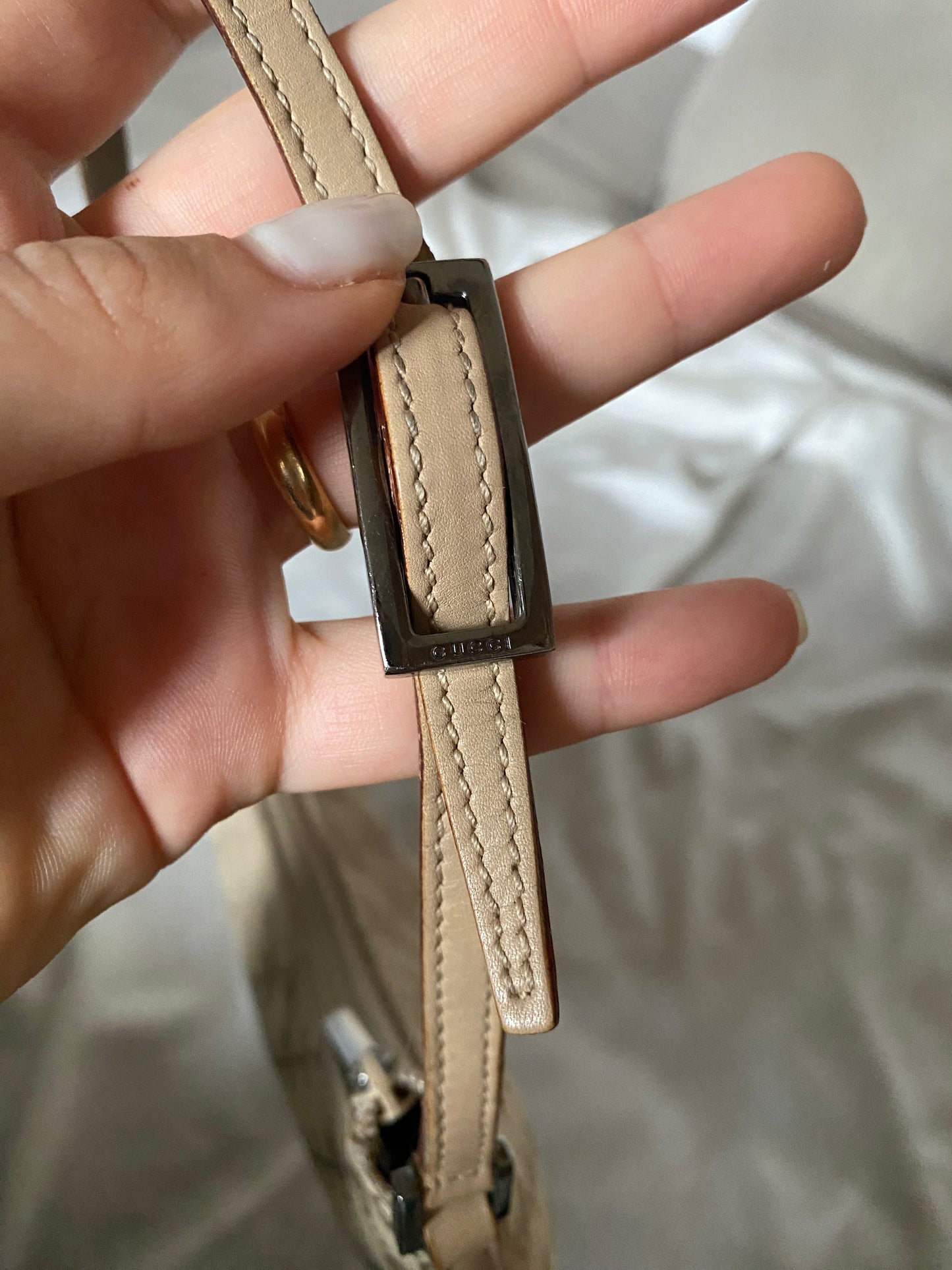 Gucci half moon monogram hobo beige