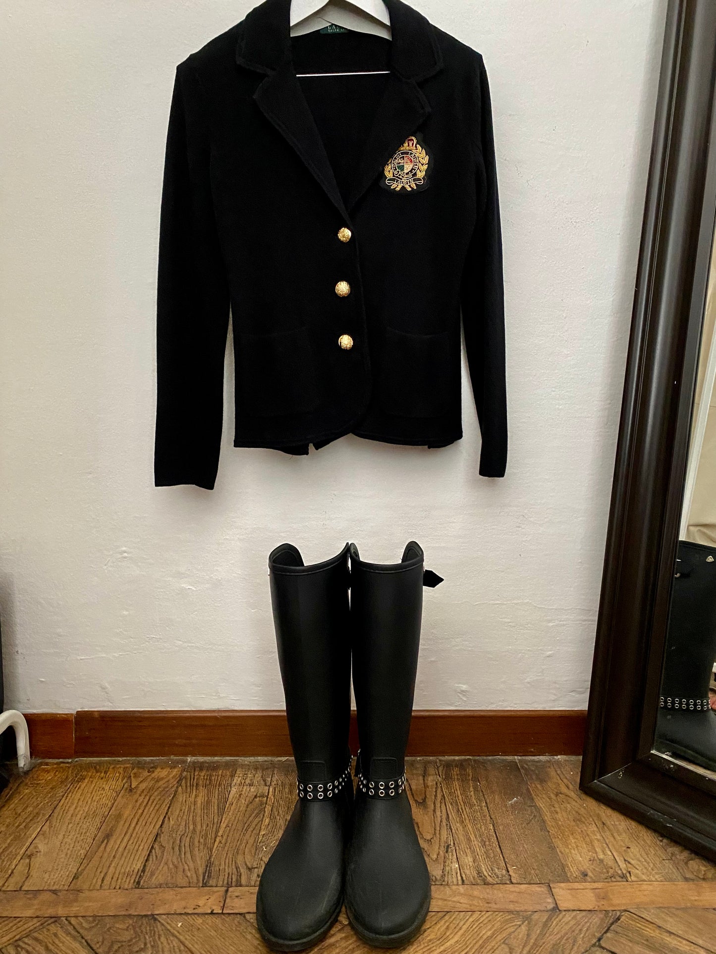 Ralph Lauren Black Jacket Coat of Arms